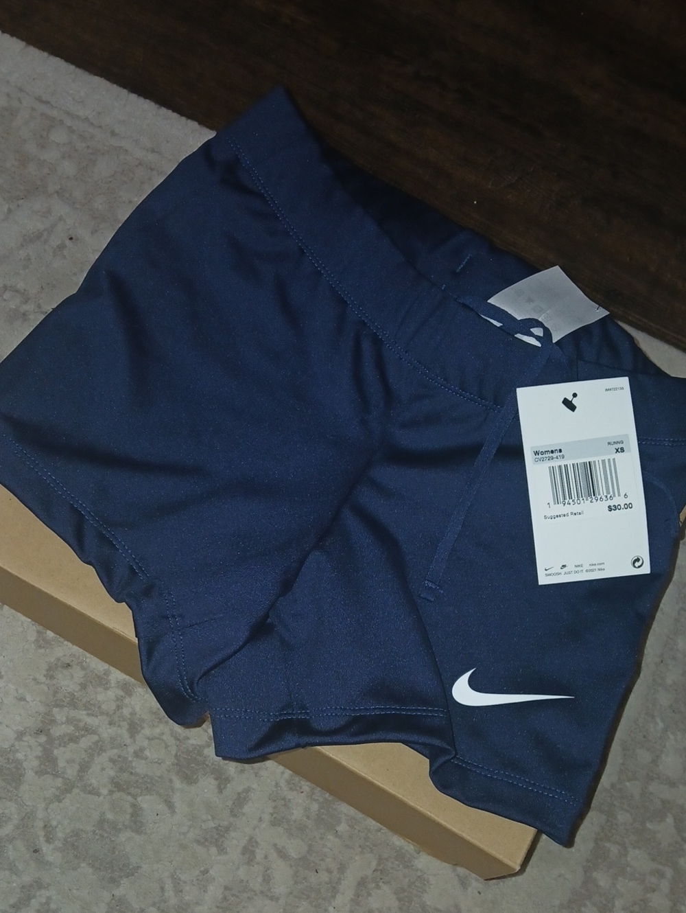 Nike Women's Navy and White Running Shorts
